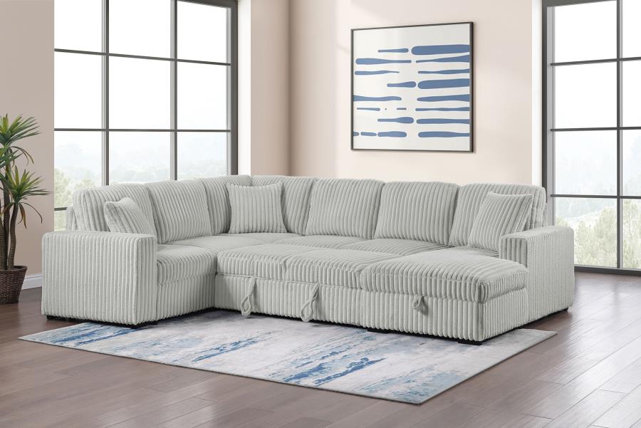 Devonshire Sleeper Sectional Sofa with Storage Chaise – Grey 501208