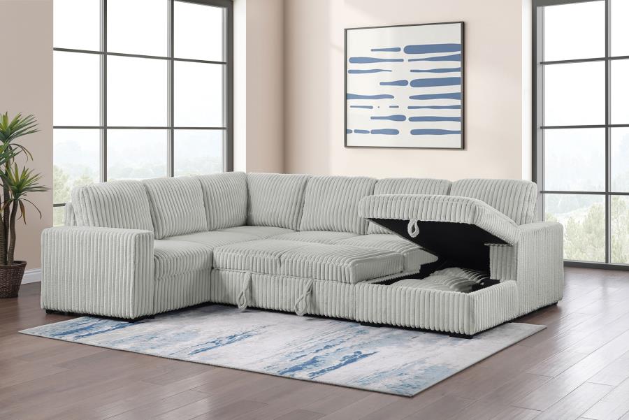 Devonshire Sleeper Sectional Sofa with Storage Chaise – Grey 501208
