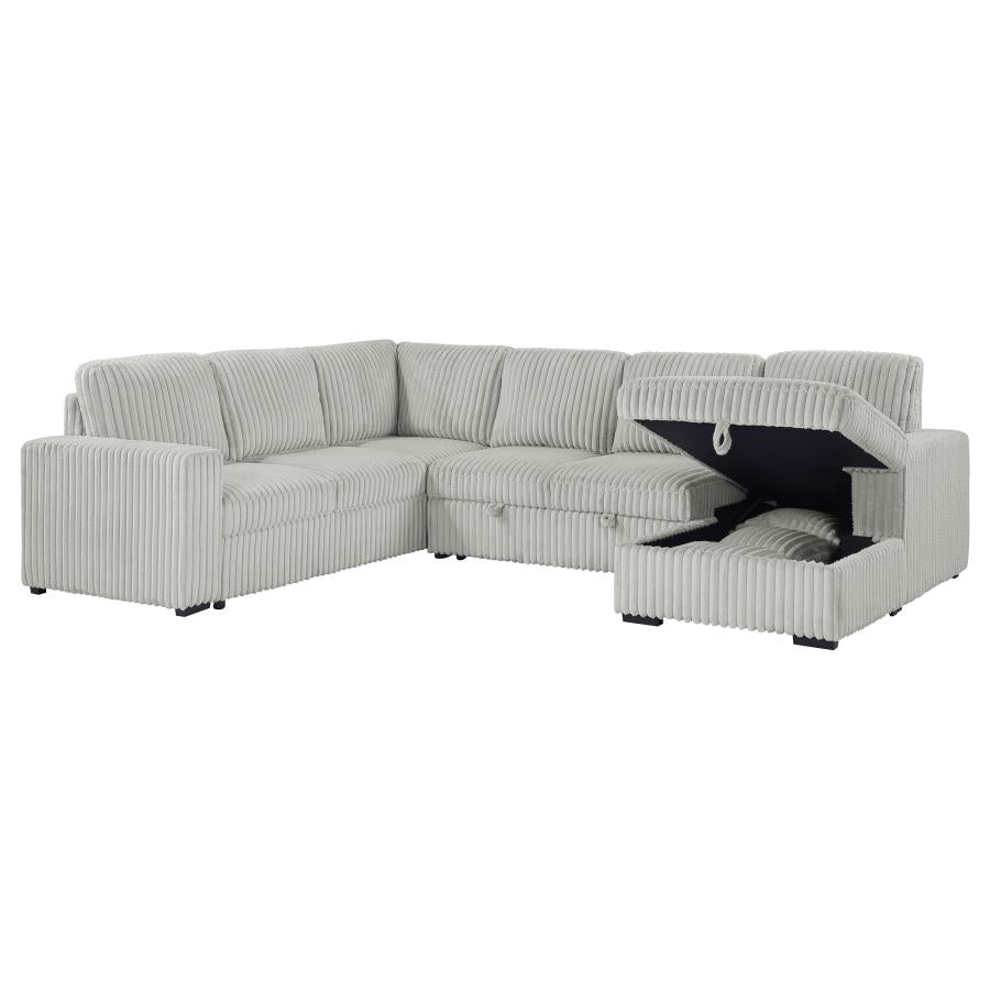 Devonshire Sleeper Sectional Sofa with Storage Chaise – Grey 501208