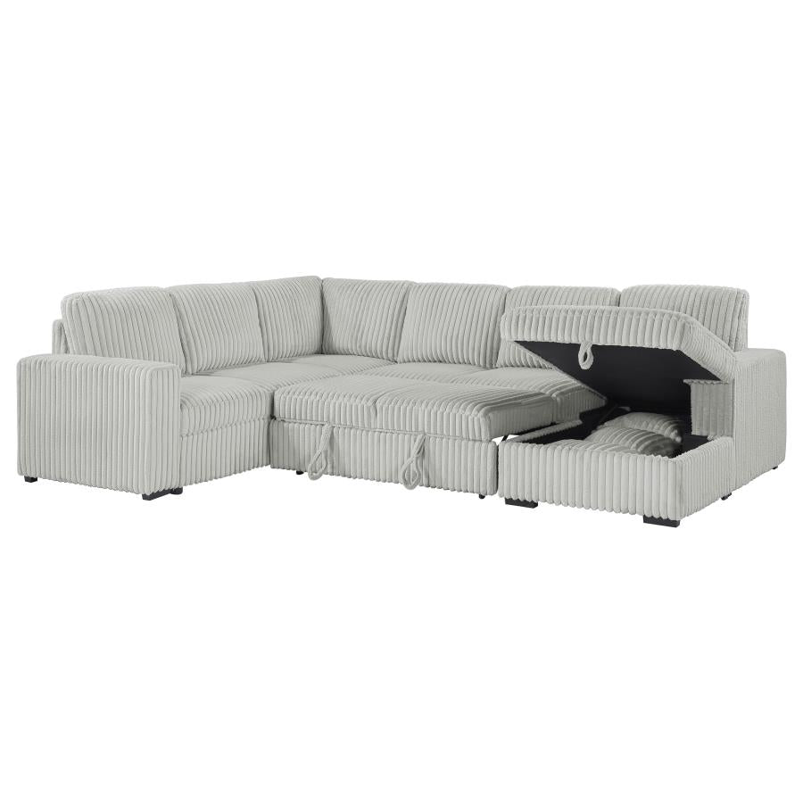 Devonshire Sleeper Sectional Sofa with Storage Chaise – Grey 501208