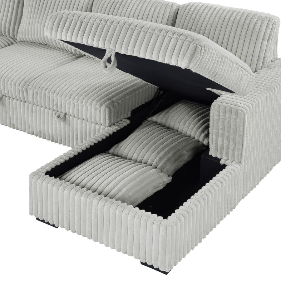 Devonshire Sleeper Sectional Sofa with Storage Chaise – Grey 501208