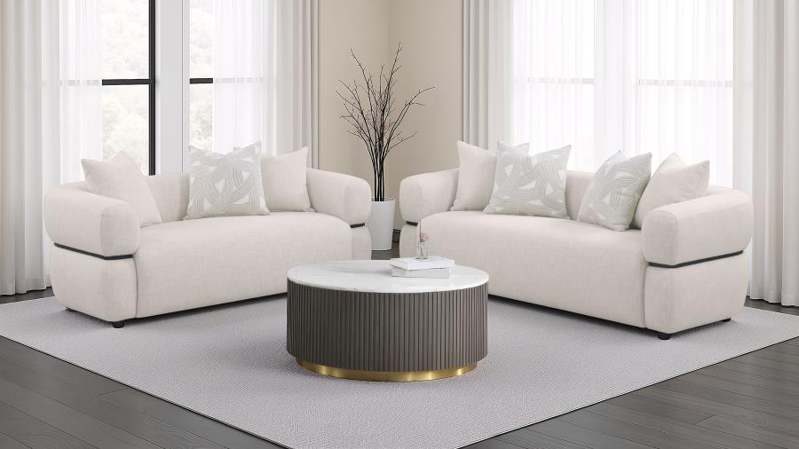 Jeanette 84-inch Fabric Upholstered Round Arm Sofa Beige 508961 - Venini Furniture 