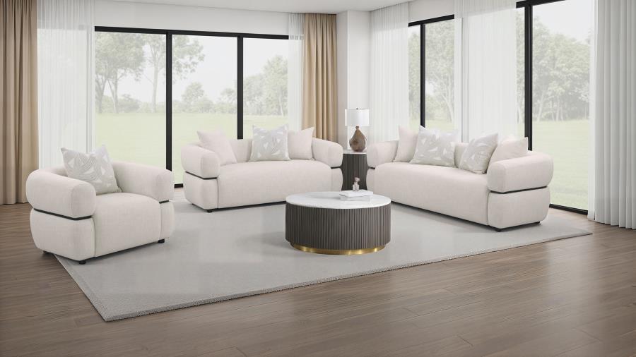 Jeanette 84-inch Fabric Upholstered Round Arm Sofa Beige 508961 - Venini Furniture 