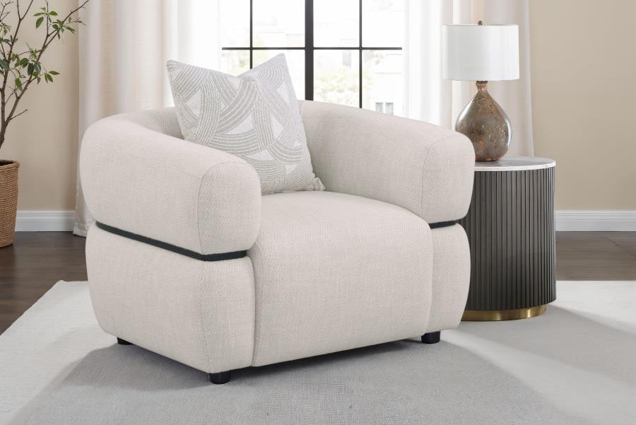 Jeanette Fabric Upholstered Round Arm Accent Chair Beige 508963 - Venini Furniture 