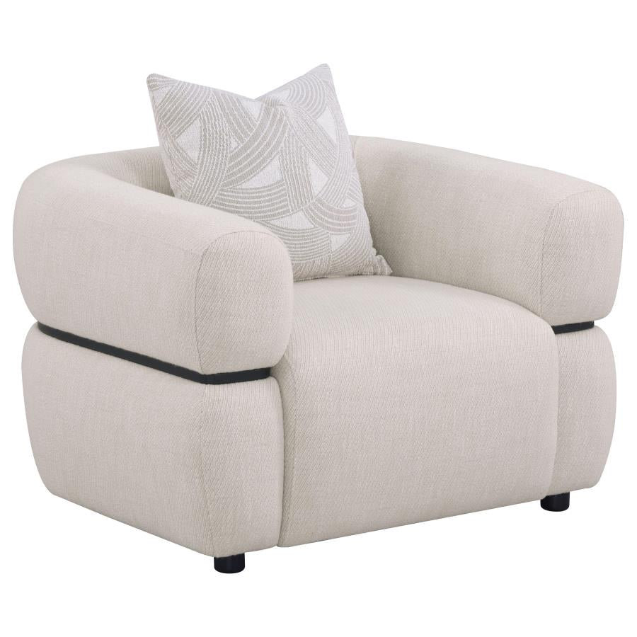 Jeanette Fabric Upholstered Round Arm Accent Chair Beige 508963 - Venini Furniture 