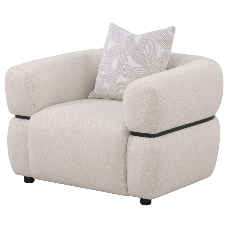 Jeanette Fabric Upholstered Round Arm Accent Chair Beige 508963 - Venini Furniture 