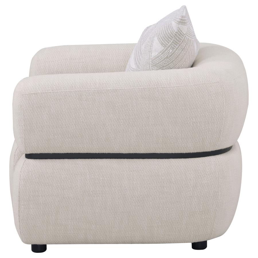 Jeanette Fabric Upholstered Round Arm Accent Chair Beige 508963 - Venini Furniture 