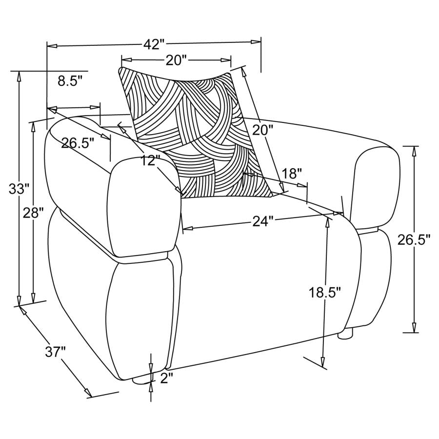 Jeanette Fabric Upholstered Round Arm Accent Chair Beige 508963 - Venini Furniture 