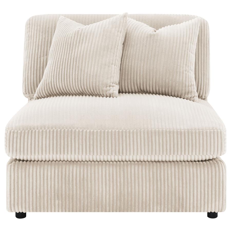 Blaine Upholstered Armless Chair Fog 509997 & Sand 509897. - Venini Furniture 