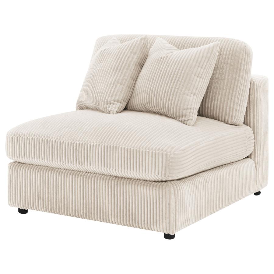 Blaine Upholstered Armless Chair Fog 509997 & Sand 509897. - Venini Furniture 