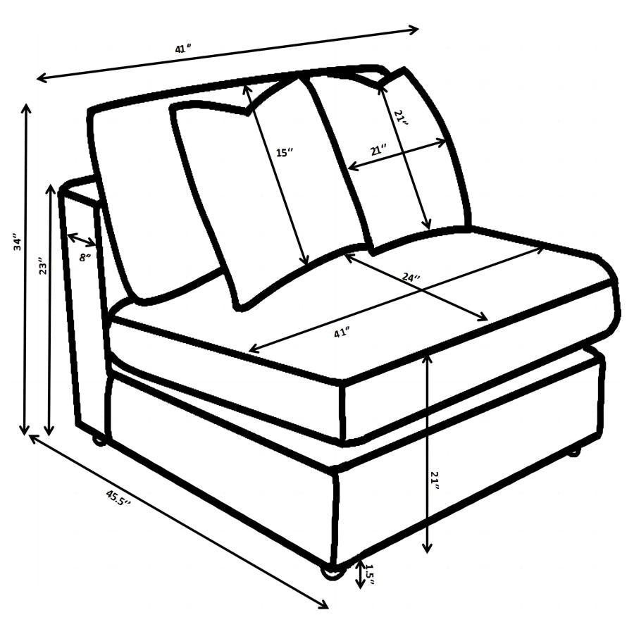 Blaine Upholstered Armless Chair Fog 509997 & Sand 509897. - Venini Furniture 