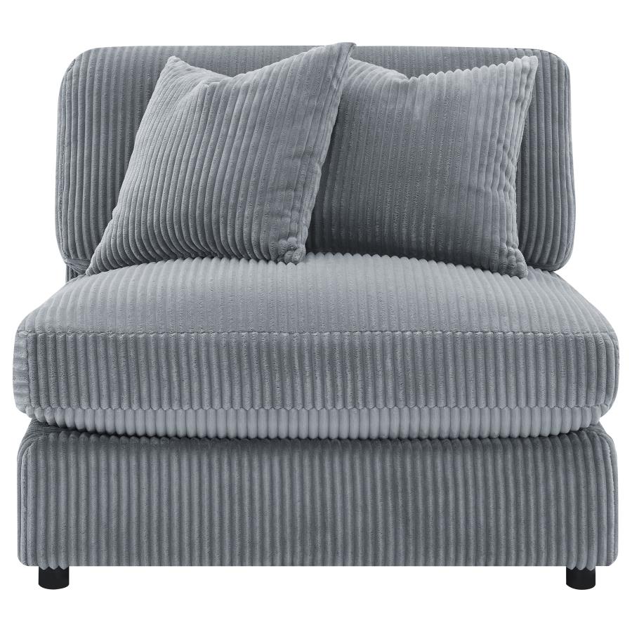Blaine Upholstered Armless Chair Fog 509997 & Sand 509897. - Venini Furniture 