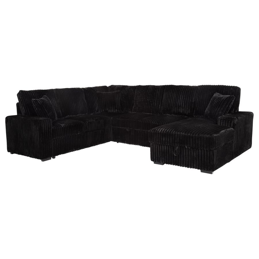 Devonshire Sleeper Sectional Sofa with Storage Chaise – Black 511049
