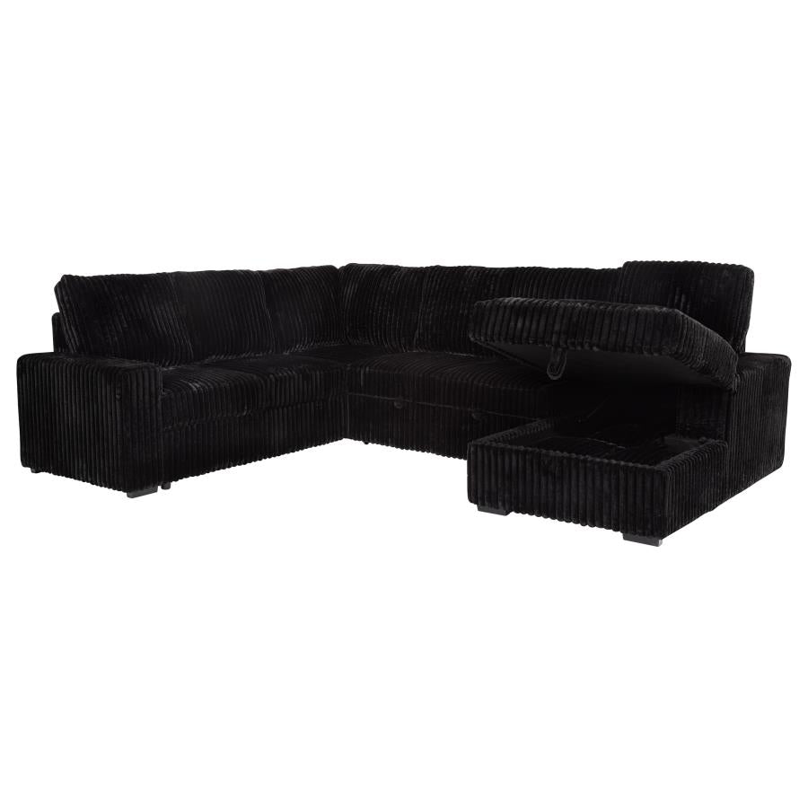Devonshire Sleeper Sectional Sofa with Storage Chaise – Black 511049