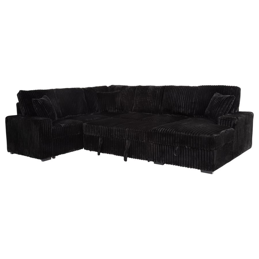 Devonshire Sleeper Sectional Sofa with Storage Chaise – Black 511049
