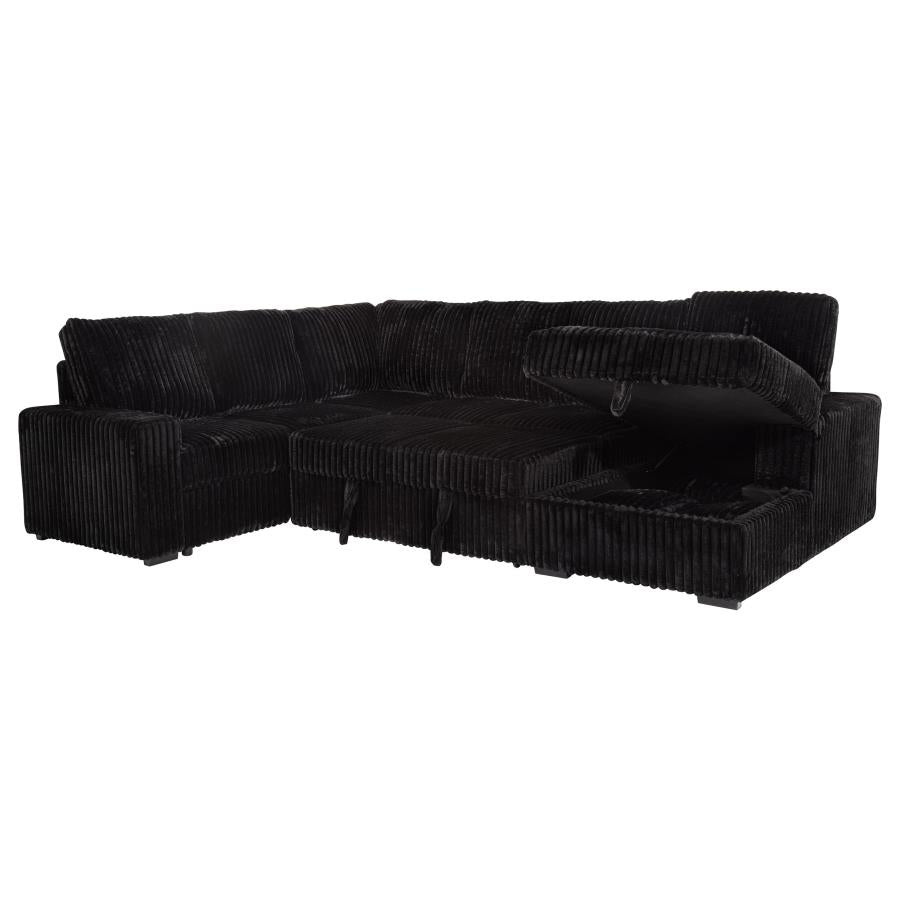 Devonshire Sleeper Sectional Sofa with Storage Chaise – Black 511049