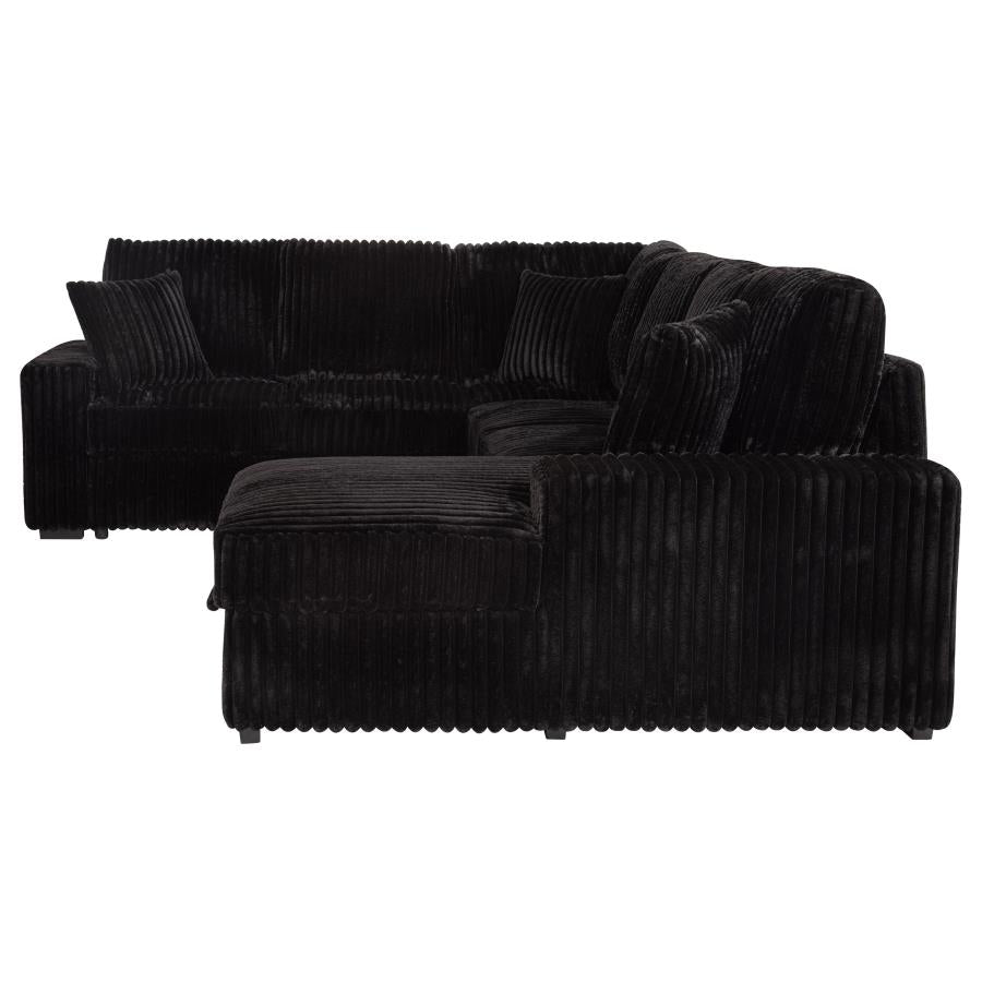 Devonshire Sleeper Sectional Sofa with Storage Chaise – Black 511049