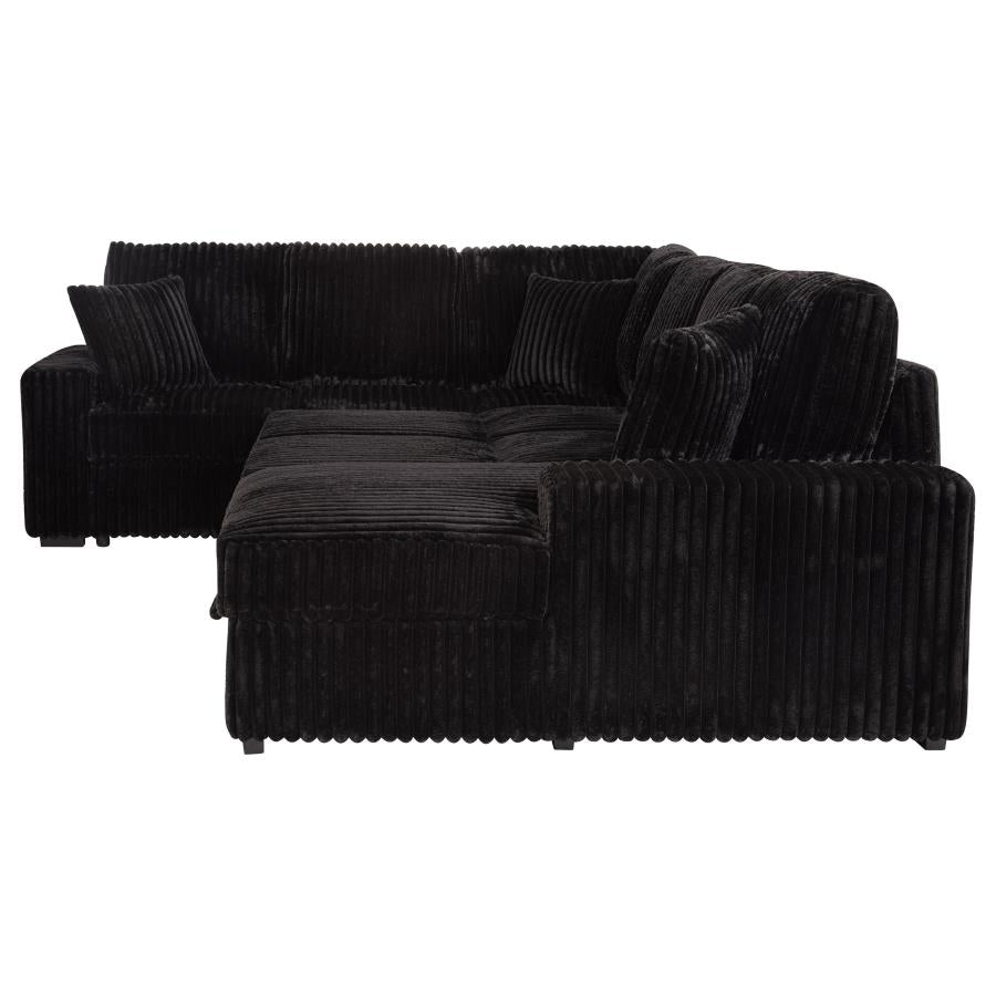 Devonshire Sleeper Sectional Sofa with Storage Chaise – Black 511049