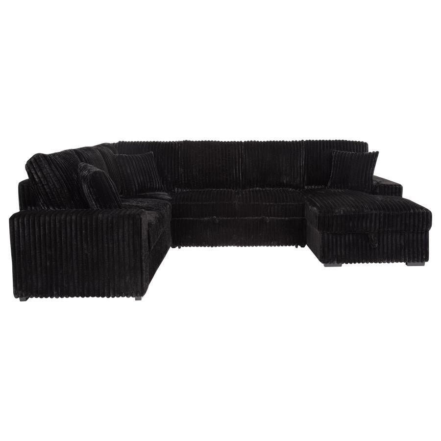 Devonshire Sleeper Sectional Sofa with Storage Chaise – Black 511049