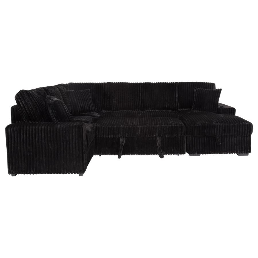 Devonshire Sleeper Sectional Sofa with Storage Chaise – Black 511049
