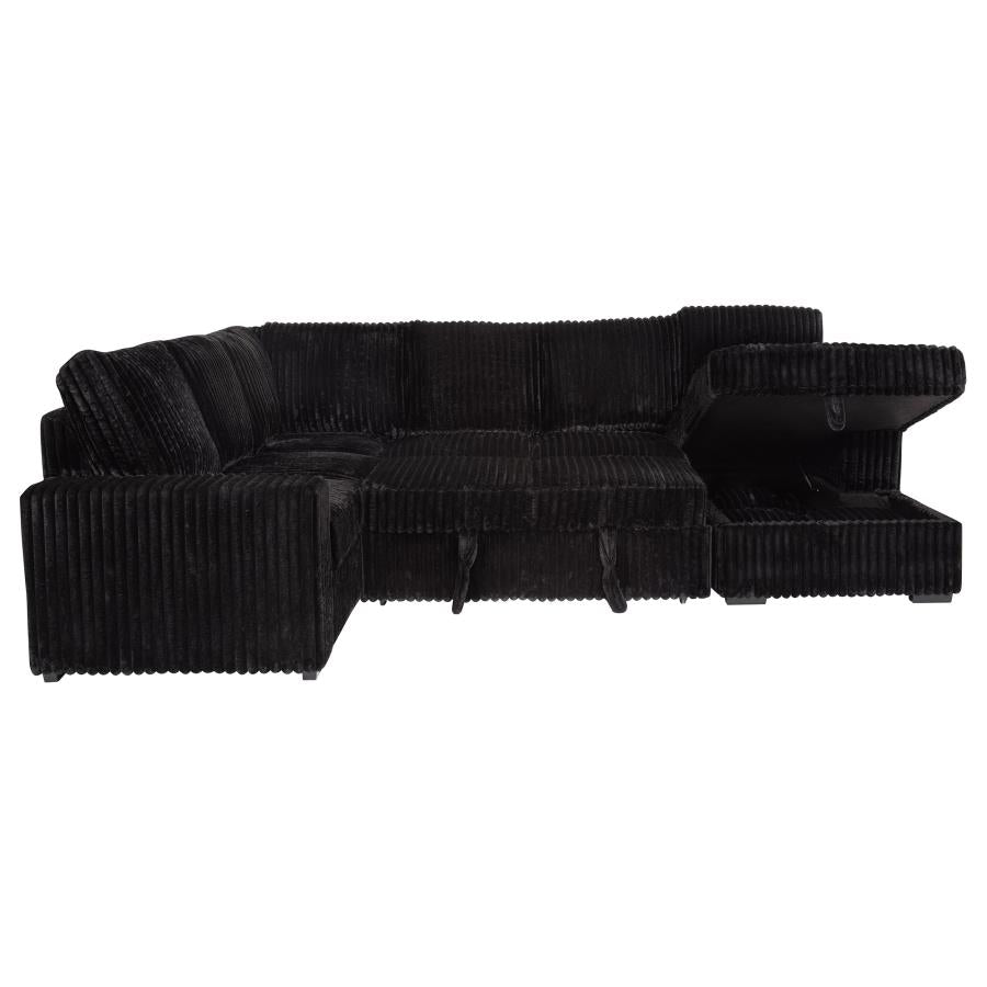 Devonshire Sleeper Sectional Sofa with Storage Chaise – Black 511049