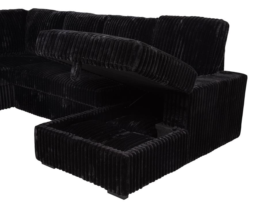 Devonshire Sleeper Sectional Sofa with Storage Chaise – Black 511049