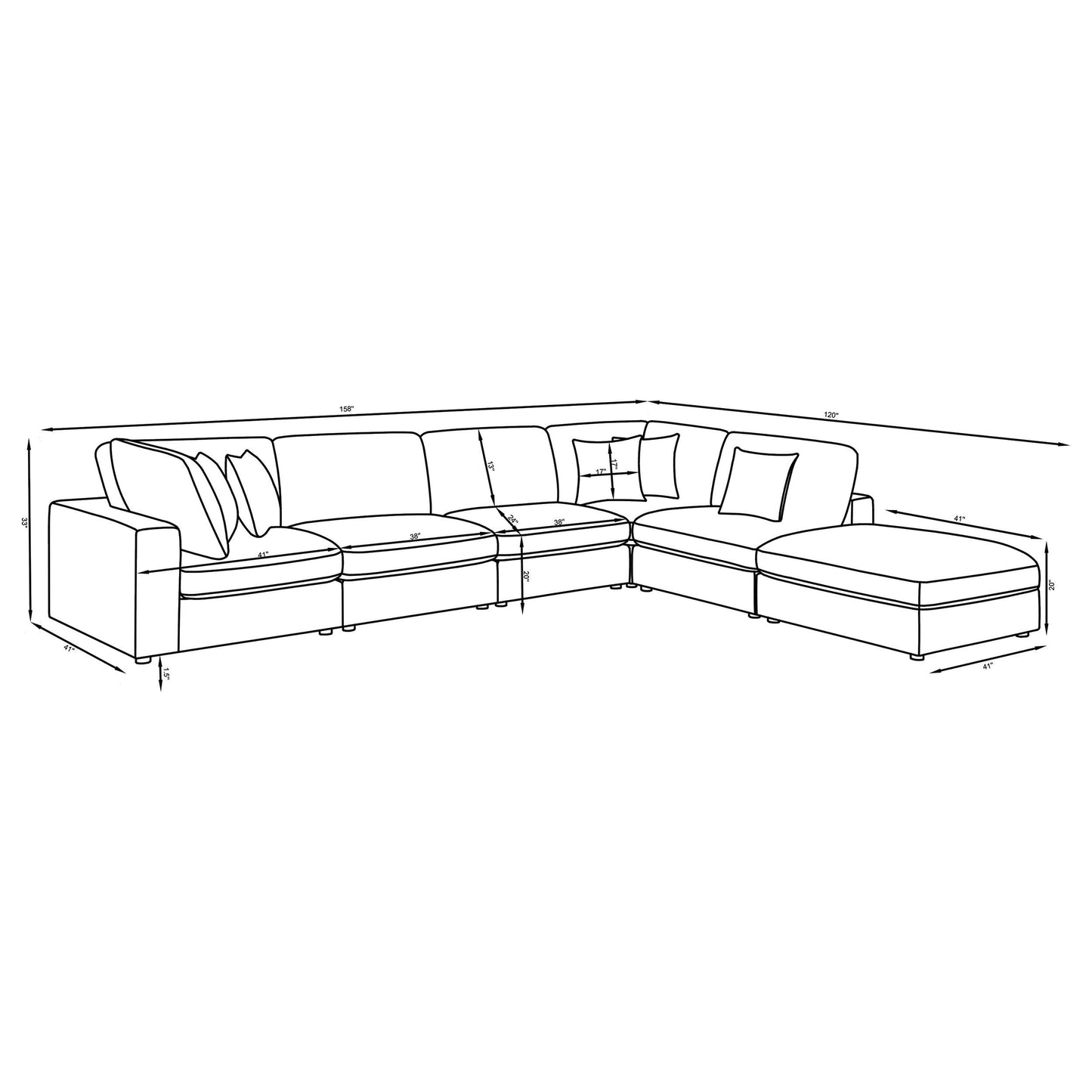 Serene 6-piece Upholstered Modular Sectional Sofa Beige	551321-SET