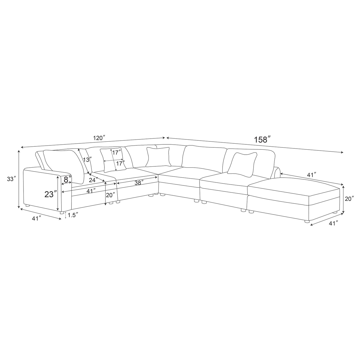 Serene 6-piece Upholstered Modular Sectional Sofa Beige	551321-SET