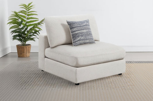 Serene Upholstered Armless Chair Beige 551321