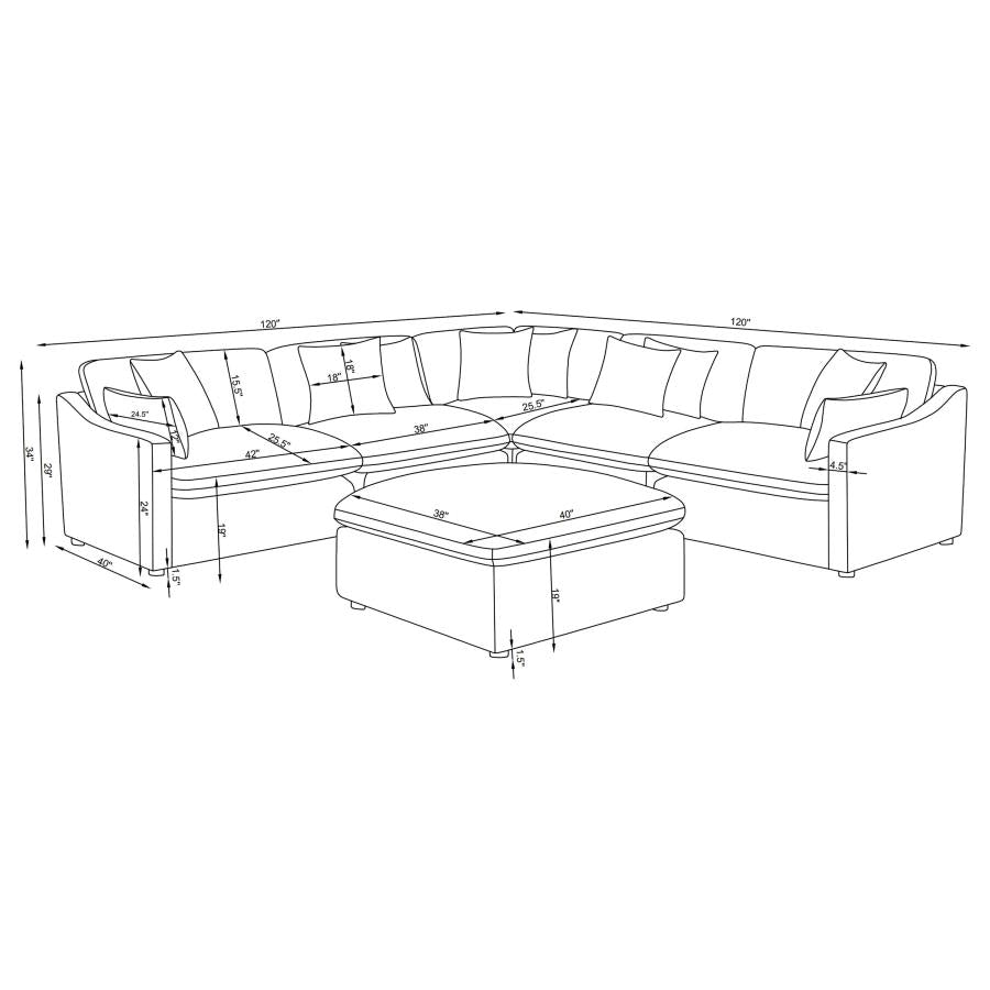 Hobson Upholstered Modular Sectional Sofa Ivory - Venini Furniture 