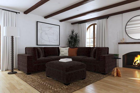 Lakeview 6-piece Upholstered Modular Sectional Brown 551464-SETA AND Ivory 551461-SETA