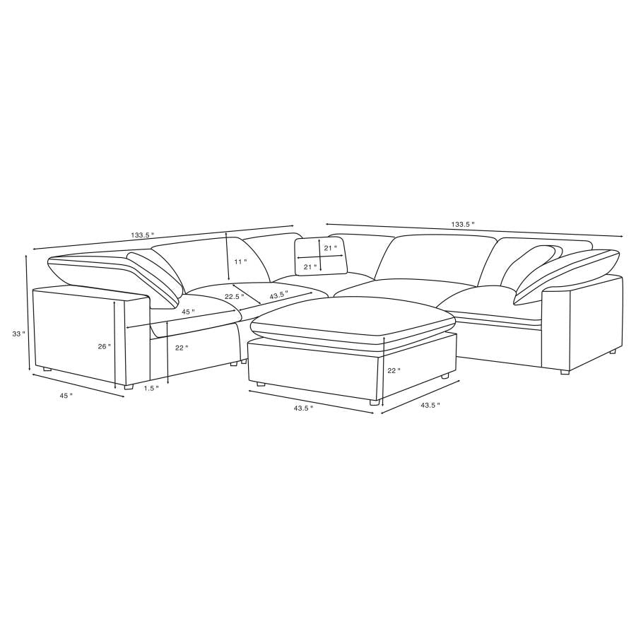 Raleigh Boucle Upholstered Modular Sectional Ivory - Venini Furniture 