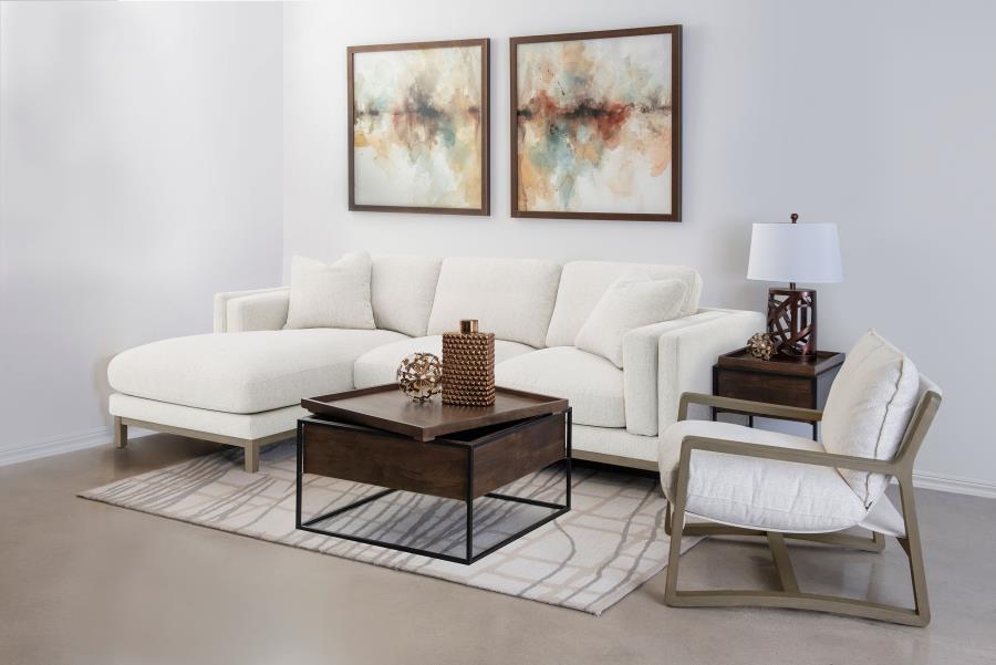Geneva Boucle Upholstered Sectional Chaise Sofa Sand 551777 - Venini Furniture 