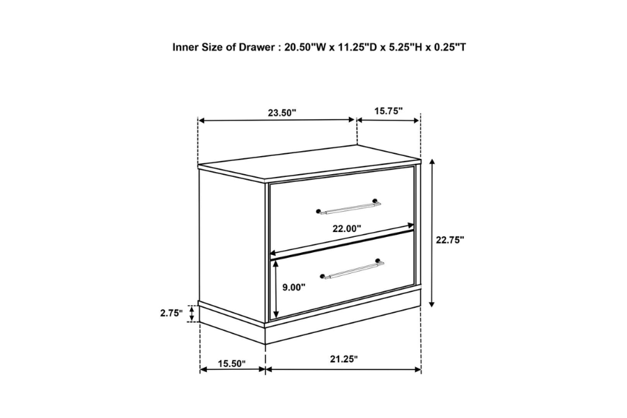 Fenwick 2-drawer Nightstand Bedside Table Grey Oak 224982