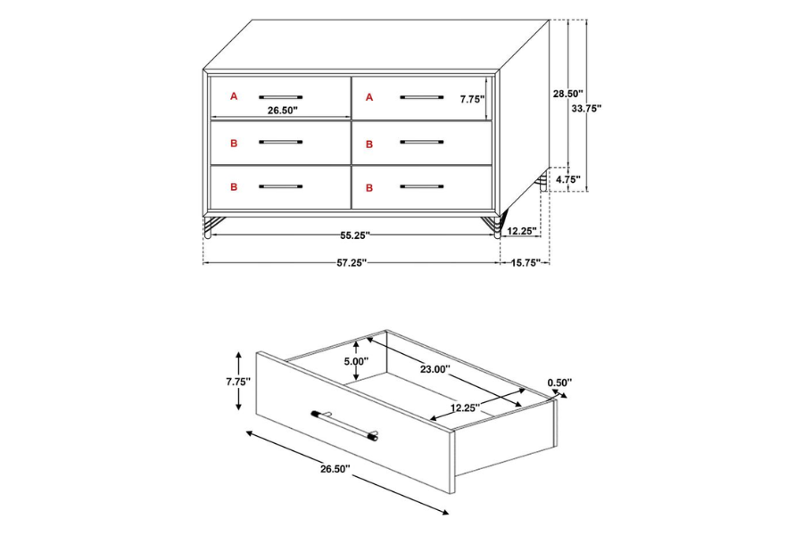 Lucia 6-drawer Dresser Cabinet White 224733