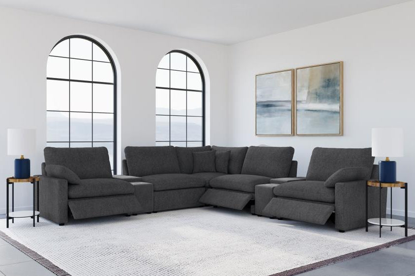 Collins 7-piece Modular Power Reclining Sectional Grey 609560P-SETA & Dark Grey 609530P-SETA - Venini Furniture 