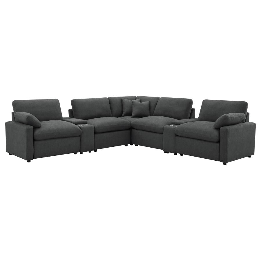 Collins 7-piece Modular Power Reclining Sectional Grey 609560P-SETA & Dark Grey 609530P-SETA - Venini Furniture 