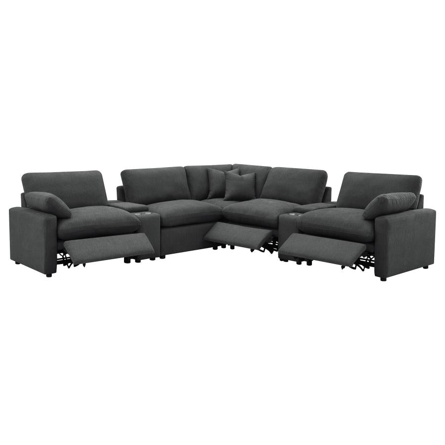 Collins 7-piece Modular Power Reclining Sectional Grey 609560P-SETA & Dark Grey 609530P-SETA - Venini Furniture 