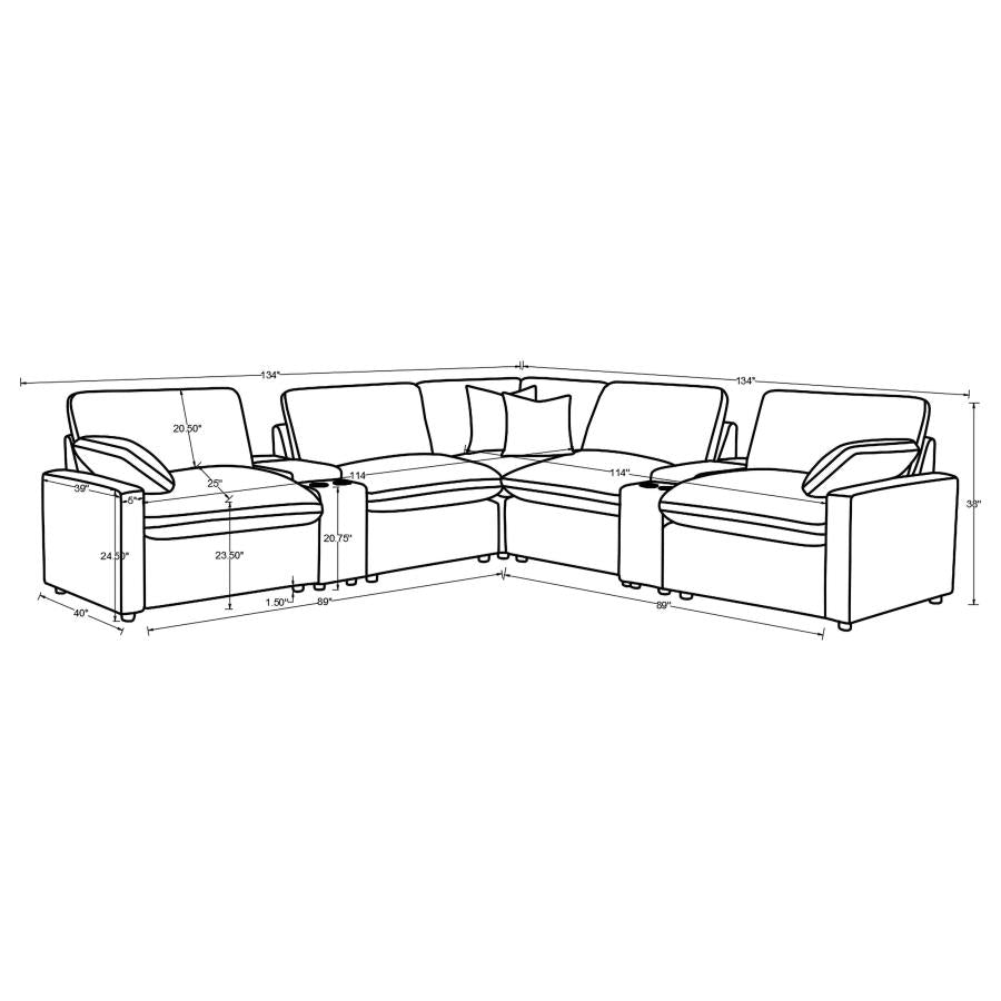 Collins 7-piece Modular Power Reclining Sectional Grey 609560P-SETA & Dark Grey 609530P-SETA - Venini Furniture 