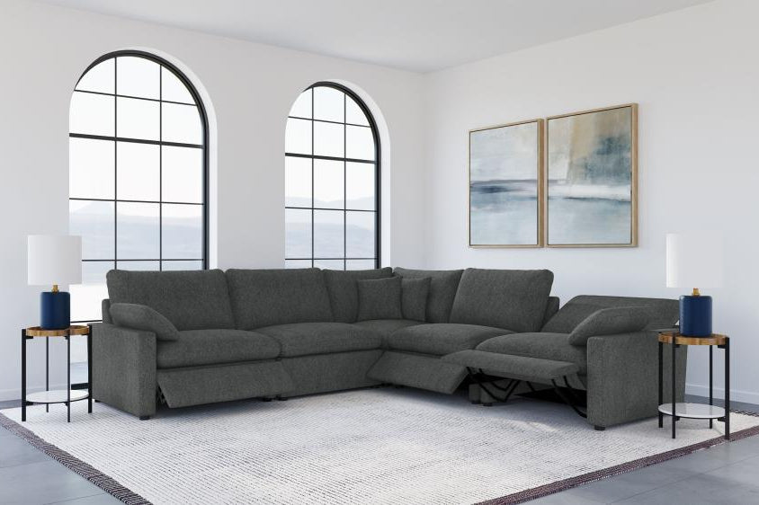 Collins 5-piece Modular Power Reclining Sectional Grey 609560P & Dark Grey 609530P - Venini Furniture 