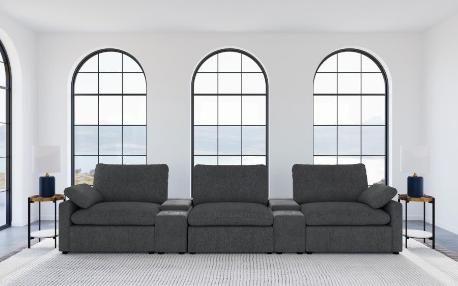 Collins 5-piece Power Reclining Home Theater Seating Grey 609561PT & Dark Gray 609531PT - Venini Furniture 