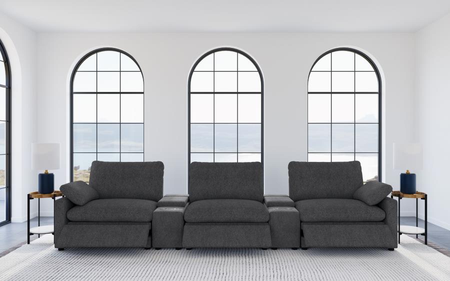 Collins 5-piece Power Reclining Home Theater Seating Grey 609561PT & Dark Gray 609531PT - Venini Furniture 
