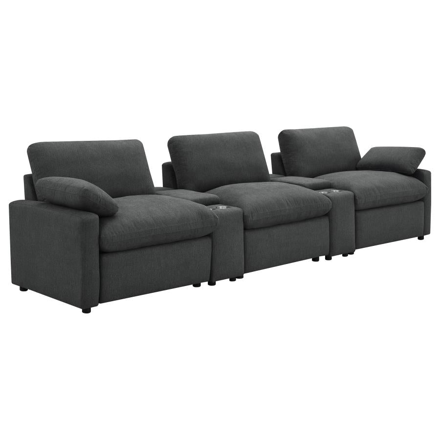 Collins 5-piece Power Reclining Home Theater Seating Grey 609561PT & Dark Gray 609531PT - Venini Furniture 