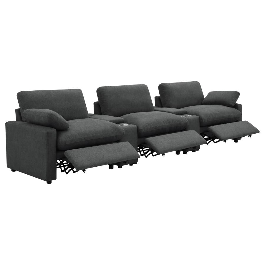 Collins 5-piece Power Reclining Home Theater Seating Grey 609561PT & Dark Gray 609531PT - Venini Furniture 