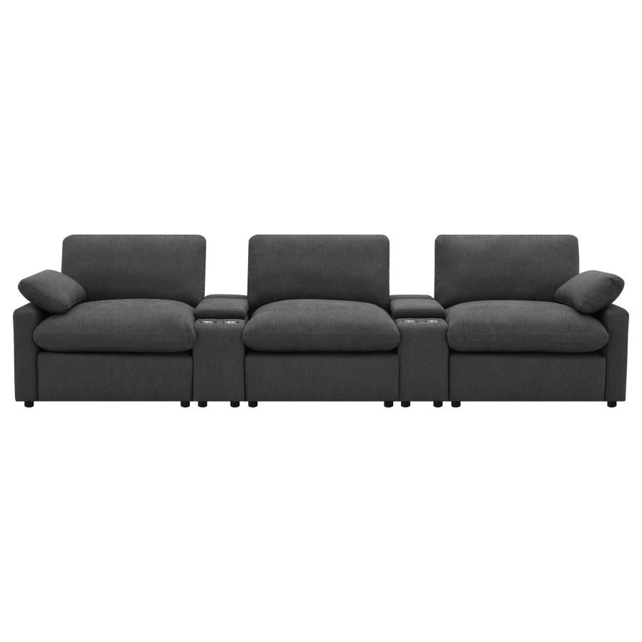 Collins 5-piece Power Reclining Home Theater Seating Grey 609561PT & Dark Gray 609531PT - Venini Furniture 