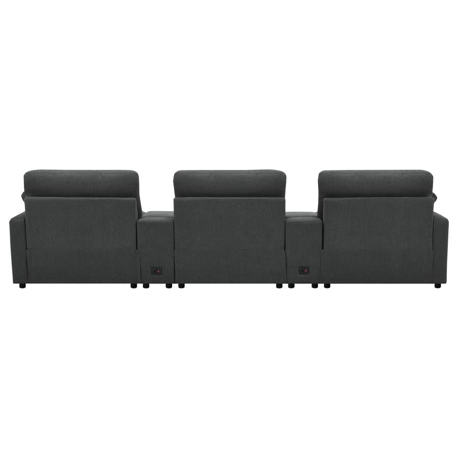 Collins 5-piece Power Reclining Home Theater Seating Grey 609561PT & Dark Gray 609531PT - Venini Furniture 