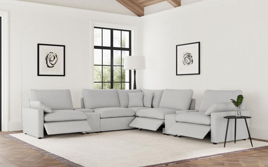 Collins 7-piece Modular Power Reclining Sectional Grey 609560P-SETA & Dark Grey 609530P-SETA - Venini Furniture 