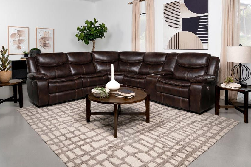 Sycamore Upholstered Power Reclining Sectional Sofa Grey - Venini Furniture 