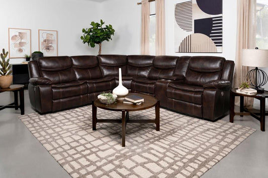 Sycamore Upholstered Power Reclining Sectional Sofa Grey - Venini Furniture 