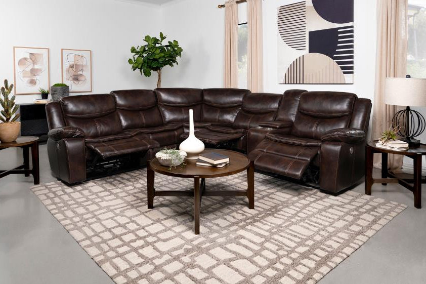 Sycamore Upholstered Power Reclining Sectional Sofa Grey - Venini Furniture 